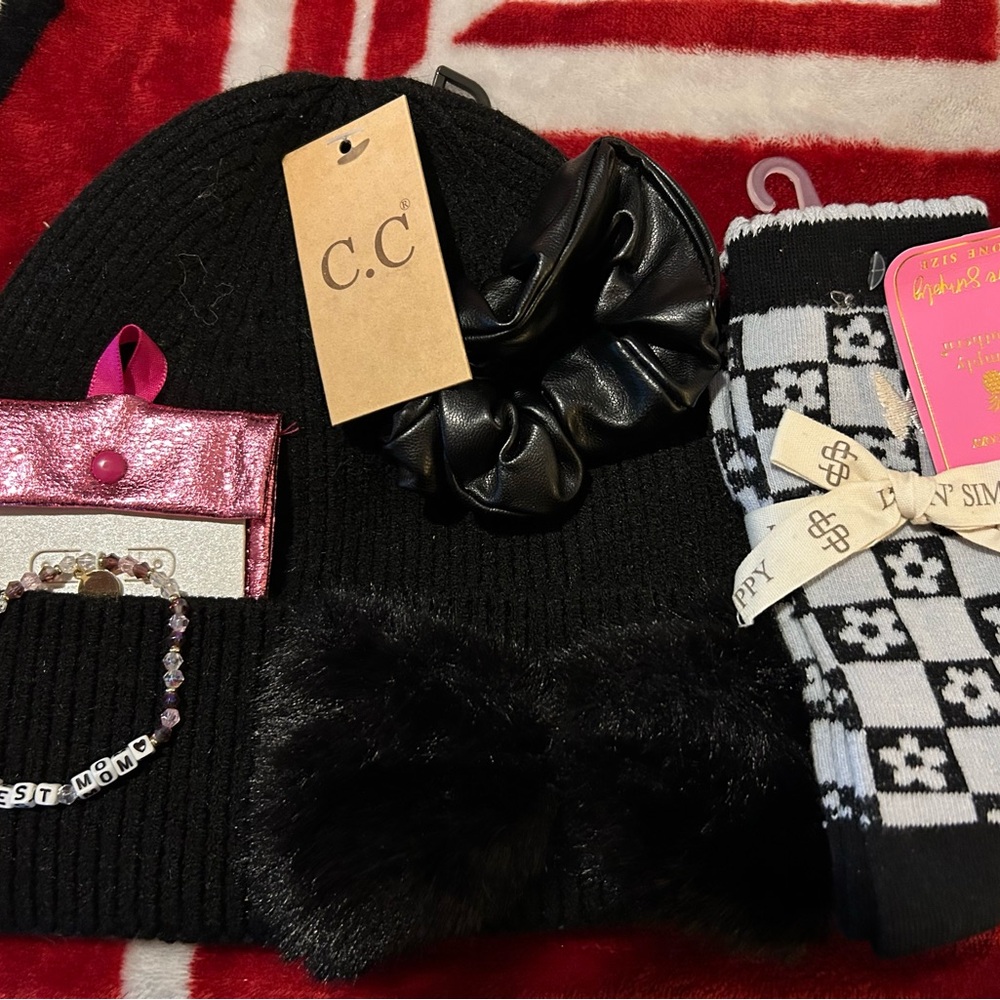 C.C Kids Black Beanie and Accessories Set
